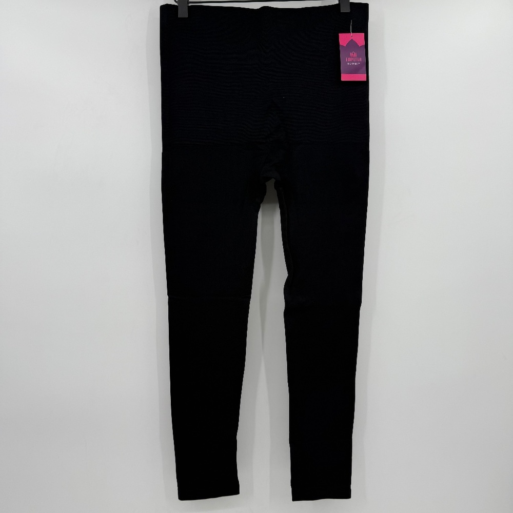 Empetua Pants Women 2XL NEW Black High Waisted Shaping Leggings Stretch Nylon
